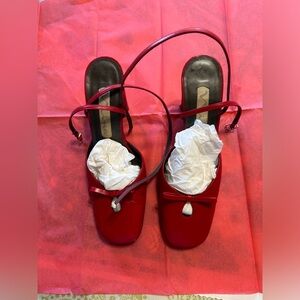 Nina Red Ankle-Strap Closed-Toe Pump
